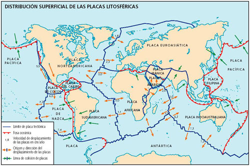 Gráfico II: Las Placas Geológicas de América Latina en el panorama mundial.