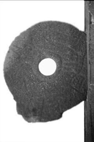 Marcador de juego de pelota tallado en piedra volcánica 