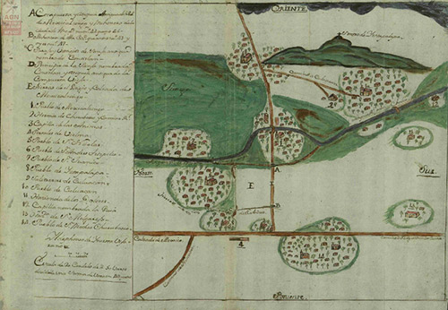 Pueblos de Mexicalzingo, Tetepilco, Iztapalapa,  Culhuacán y Churubusco, 1753