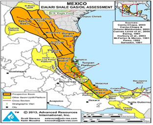 Territorios donde se pretende llevar acabo el fracking en México