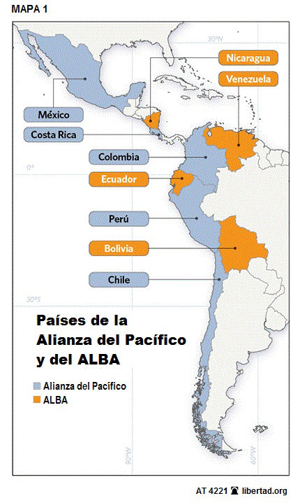 Imagen 3. Países de la Alianza del Pacífico y del ALBA.