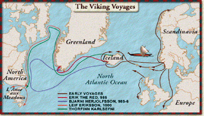 Rutas de los vikingos en el Atlántico Norte