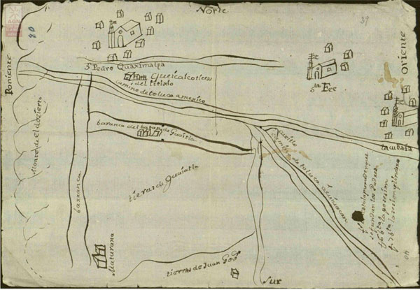 Mapa de 1721 que muestra la villa de Tacubaya