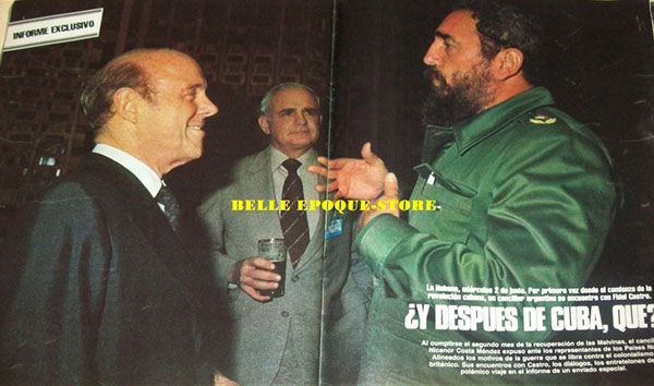 El canciller Costa Méndez y Fidel Castro durante la guerra de Malvinas