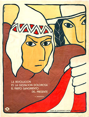Cartel del Comité de Solidaridad con el Pueblo Peruano (COSAPP) contra la dictadura militar de Morales Bermúdez. México, Watanabe 1978.