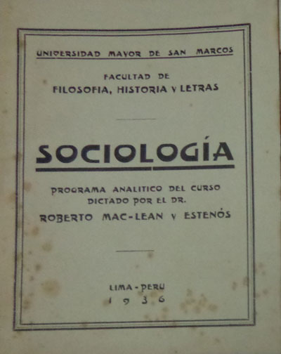 Programa Analítico del curso de Sociología de 1936. Foto del autor