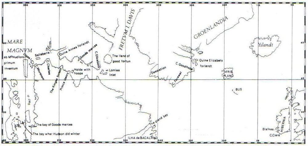 Mapa del cuarto viaje de Henry Hudson (1610-1611)