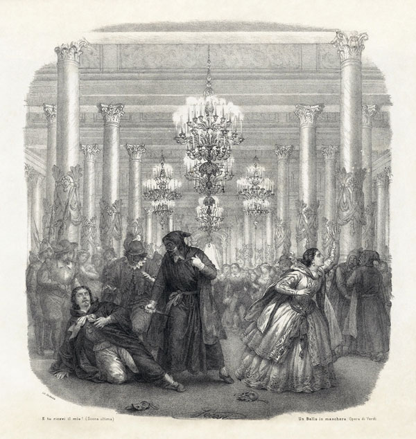 Litografía de Roberto Focosí (1860) publicada en el frontispicio del programa de ópera